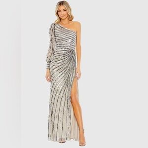 NEW MAC DUGGAL Asymmetrical One Shoulder Sequin Gown 10793 Size 8